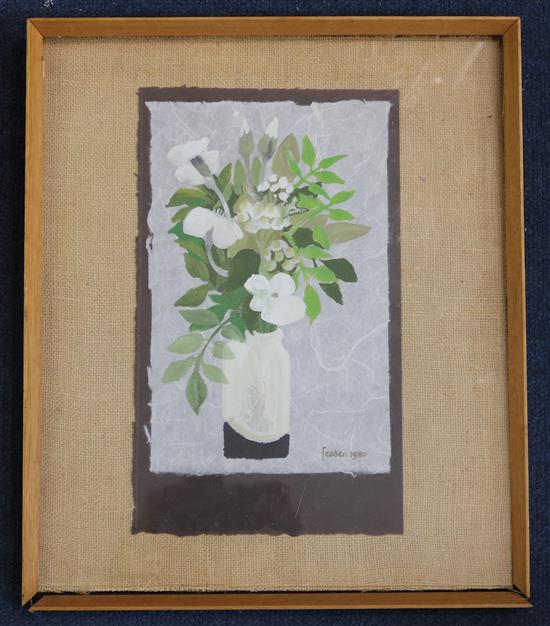 § Mary Fedden (1981-2013) White Flowers, 8.5 x 5.5in.